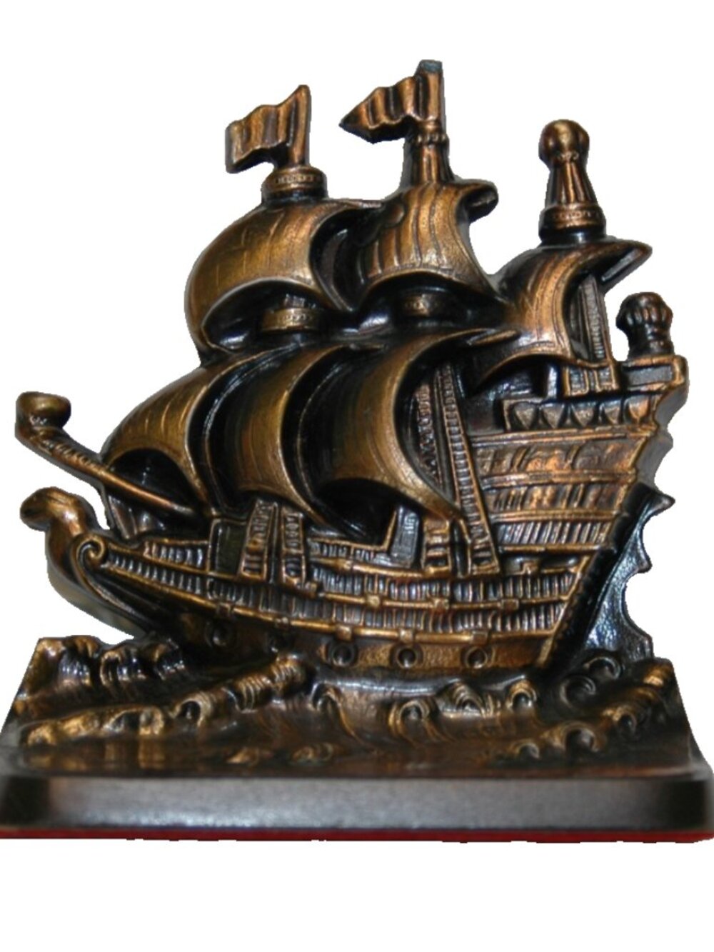 Vintage Sail Ship Boat Bookend Philadelphia MFG Co Heavy Brass